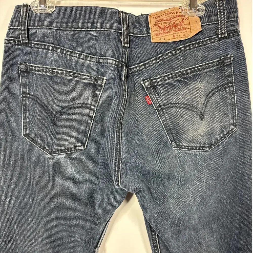 Vintage Levi’s 501 Y2K Men's Button Fly Straight Leg Denim Jeans Black 31x32